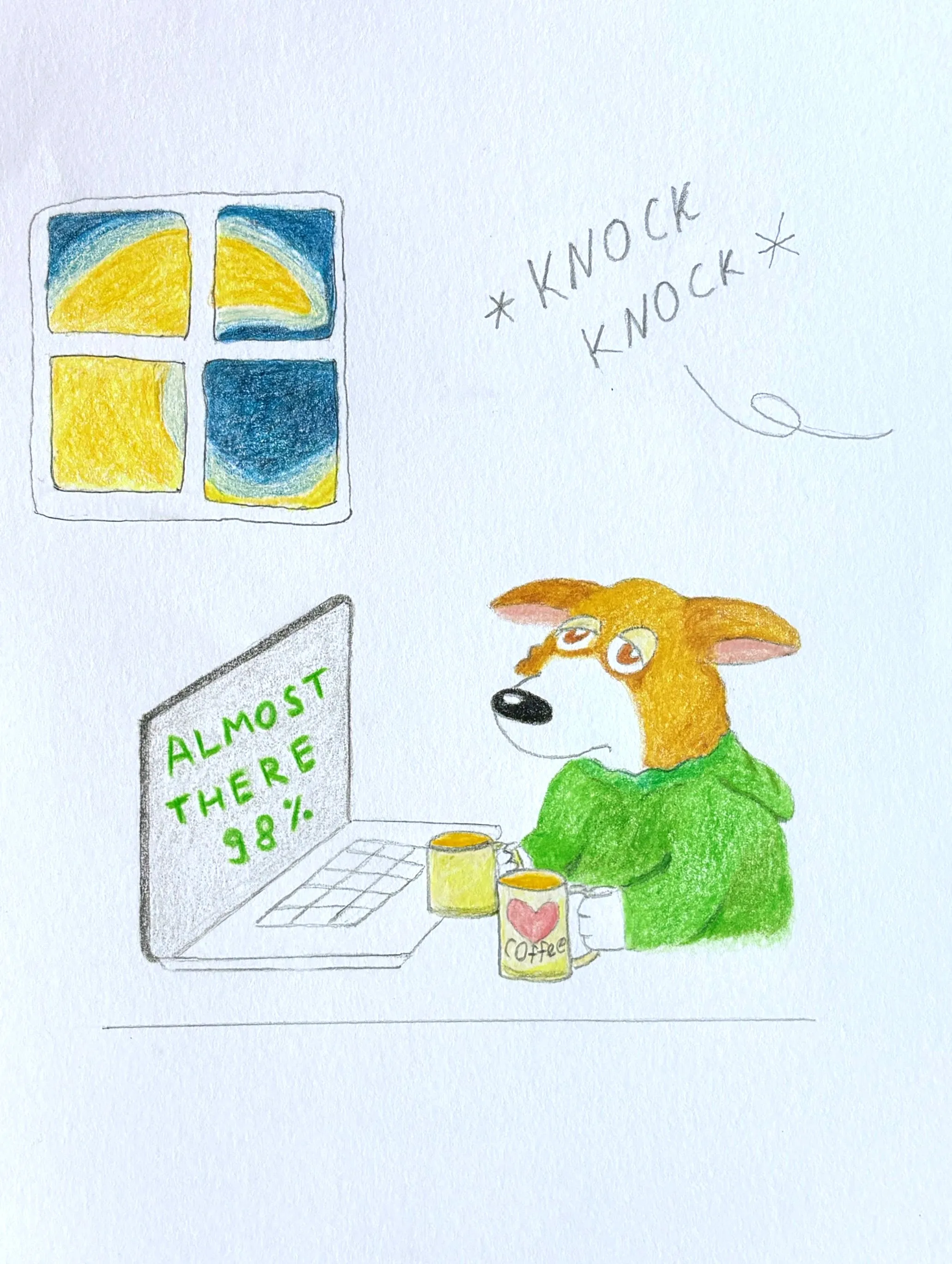 Fairy godmother corgi warning about a deadline