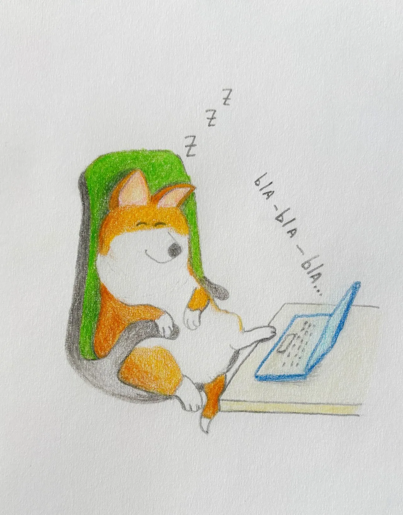 Coding Corgi illustration for a meeting anti-pattern